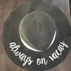 Chic Black Sun Hat with White Script